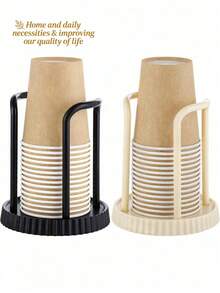2pcs Plastic Paper Cup Holder, Black And White, Disposable Cup Organizer Rack, Bathroom Cup Holder, Countertop Coffee Cup Storage Rack, Toothbrush Cup Holder, Holds 5oz Paper Cups - Black - View 7