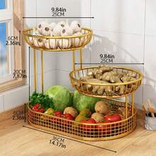 3-Tier Metal Fruit Basket Stand - Elegant Gold Finish, Ventilated Design, Suitable For Kitchen, Living Room, Party, Can Hold Snacks, Cakes, , Can Hold Fruits, Pastries, Nuts, Also Can Be Used As Kitchen Fruit Basket, Party Appetizer Stand, High-End Tableware Rack, Exquisite Craftsmanship - Multicolor - View 11