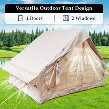 Inflatable Tent With Pump,Glamping Tents For 4-6 Person, Easy Setup 4 Season Waterproof Outdoor Tent,Waterproof Luxury Glamping Tent With 12 Mesh Window - 卡其色 - 查看 7