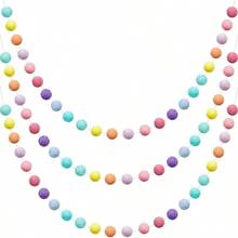 Guirnalda de Bolas de Fieltro de Lana de Colores 24 Bolas 6.5 Pies de Largo para Mardi Gras Pascua Halloween Acción de Gracias Navidad Colores del Arcoiris 3 Piezas - Coloresarcoiris - Ver 1