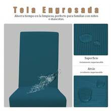 6 Pieces Universal Elastic Washable Dustproof Dining Chair Covers For Kitchen, Living Room, Hotel, And Events - Blue-green - View 5