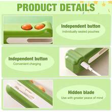 Sellador y cortador de calor mini recargable 2 en 1, sellador de bolsas mini, sellador de bolsas de alimentos portátil 2 en 1 recargable para sellar y cortar, sellador de paquetes pequeños para snacks de chips (verde) - verde+morado - Ver 7