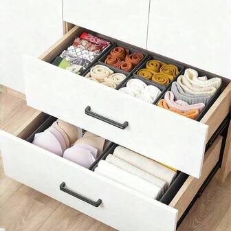 6/3pcs Gray Foldable Fabric Storage Box, Multifunctional Drawer Storage Box, Large Capacity Cosmetics Storage Box, Upgraded PP Board Support Washable, Suitable For Wardrobes, Dressing Tables, Drawers, Etc., Can Be Used As Storage Baskets, Storage Boxes, Partition Boxes, For Storing Close Fitting Clothes Such As Clothes