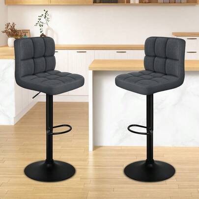  ALFORDSON 2x Bar Stools Ralph Kitchen Swivel Chair Fabric Gas Lift