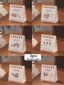 2026年玫瑰迷你桌面日历（1/3/6件装），创意便携桌面装饰，小巧花卉日历，适用于家庭、办公室、计划安排、房间装饰和礼品——情人节礼物 - 彩色 - 查看 10