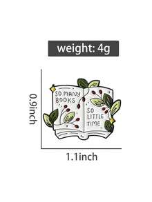 1pc Book Lover Enamel Brooch, Book-Shaped Design With Pine Tree Pattern, Lapel Pin, Badge, Can Be Used As Backpack, Clothing Accessory, Fashion Jewelry, Great Gift Item
