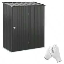 Outsunny 1.34 M² Garden Shed, Lockable Garden Cabinet With Sloping Roof, Made Of Galvanized Steel, 161.5 X 94.5 X 196 Cm, Black - Black - View 1