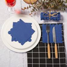 25/50/100pcs 5*5 Inch Dual-Layer Scalloped Edge Colorful Cocktail & Dessert Napkins, Disposable Foldable Party Napkins Suitable For Wedding, Birthday, Valentine's Day, St. Patrick's Day, Anniversary, Dinner, Reception - Multicolor - View 4