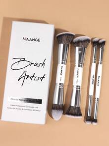 MAANGE Bộ cọ trang điểm chuyên nghiệp 2/3/4 món kèm hộp giấy, bao gồm cọ tán kem nền, cọ tạo khối, cọ má hồng, cọ phấn phủ, cọ tán phấn mắt, cọ che khuyết điểm, cọ highlight, cọ pha màu, lông cọ mềm mại, nhỏ gọn, tiện mang theo, thích hợp làm quà tặng cho phụ nữ/bé gái. - trắng - Xem 6