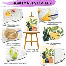 WEMEON Malen Nach Zahlen Erwachsene(40X50cm)- Katze Malen nach Zahlen, Malen Nach Zahlen Kit mit 3 Pinseln, Acrylfarben Handgemalt Ölgemälde Leinwand für Home Decor, Ohne Rahmen-7256 - Pflanzen02 - Übersicht 8