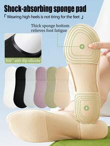 1/4/6双装女士彩色海绵加厚船袜，薄款踝袜，适合春夏秋季穿着，防滑透气，隐形设计，可搭配高跟鞋和普通鞋履，百搭日常穿着 - 彩色 - 查看 2