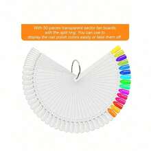 50 Pcs Beige Nail Swatch Sticks With Ring, Fan-Shaped Nail Art Polish Practice Display Tips Nail Sample Sticks, Nail Practice Color Display Polish Board - Trong sáng - Xem 2