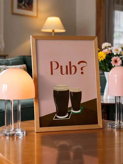 1pc Wine Glass Themed Artwork Print, Frameless Wall Decor, Bar Supplies And Home Decor - Perfect Gift