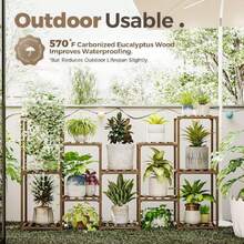 Large Plant Shelf Outdoor Wood Plant Stand Large Rack For Living Room Patio, Balcony And Garden,37148569 - 水鴨藍 - 查看 5