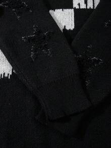 ANDREILEE Checkered Pattern Streetwear Unisex Sweater, Suitable For Autumn And Winter - الأسود - مشاهدة 10
