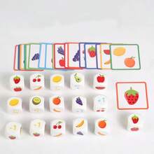 木制水果骰子游戏，一款训练图案匹配和手眼协调能力的游戏。适合3岁及以上儿童，可作为生日或圣诞礼物。 - 彩色 - 查看 4