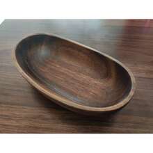 胡桃木水果盘，实木圆形沙拉碗，餐盘，碟子，家用水果盘，木托盘 - 棕色 - 查看 12