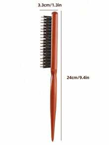 New 1pc Boar Bristle Brush, For Smoothing Back Hair, Backcombing, Edge Control, Smoothing Hair - Rat Tail Comb, Three-Row Tooth Comb, Brush Brush, Daily Beauty Salon Use Fluffy Hair Tool, Three-Row Boar Bristle Brush Professional Hair Styling Comb - Multicolor - View 7