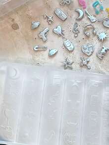 1个复古硅胶美甲模具，Y2K音乐，甜美朋克街头风格，David's Playground玩具，3D美甲装饰模具 - 無色 - 查看 2