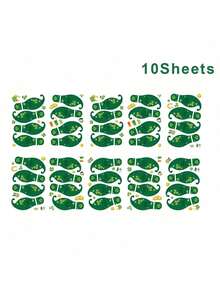 1/5/10 Sheets St.Particks Day Floor Decorations Green Footprint Clover Wall Stickers Luck Irish Party Window Decals For St. Patrick's Day Party Home Floor Window Walls Decor - Green - View 11
