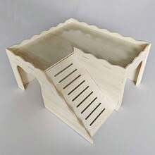 1个超大木制小屋，栖息地，玩具，可用于玩耍、锻炼、互动、喂食、躲藏、攀爬，适用于豚鼠、兔子、刺猬、豚鼠和其他大型宠物。 - 彩色 - 查看 7