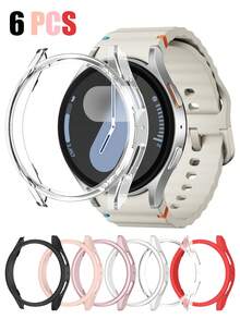 6个装 Galaxy Watch 保护壳，6 种颜色组合，男女通用，时尚运动休闲风，防震防刮硬质 PC 镂空手表保护套，兼容三星 Galaxy Watch 4/5/6/7 40mm/44mm，轻巧灵敏，触摸屏，充电方便，极致保护。 - 黑色+粉紅色+玫瑰金+銀色+紅色+透明 - 查看 12