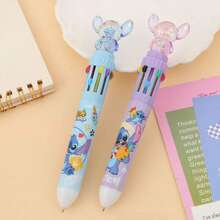 5支装10色水晶圆珠笔，多功能多色按钮式日记笔，0.7毫米可爱行星、星际宝贝、史迪奇、多色凝胶笔，适用于日常计划、标记、作业、绘画和描摹 - 彩色 - 查看 6