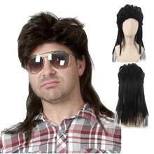 1pc 70s/80s Retro Brown Curly Punk Heavy Metal Cosplay Shoulder-Length Wig, Disco Style