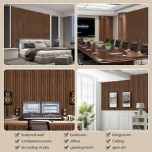 8 - Pack 3D Slat Wall Panels U2014 Soundproof Faux Wood Wall Panels Interior Dcor, 48.2 Inchx 6.3 Inch, Modern Wall Cladding Living Room, Bedroom, Office U2014 Walnut - 8 包 + 核桃 - 查看 7