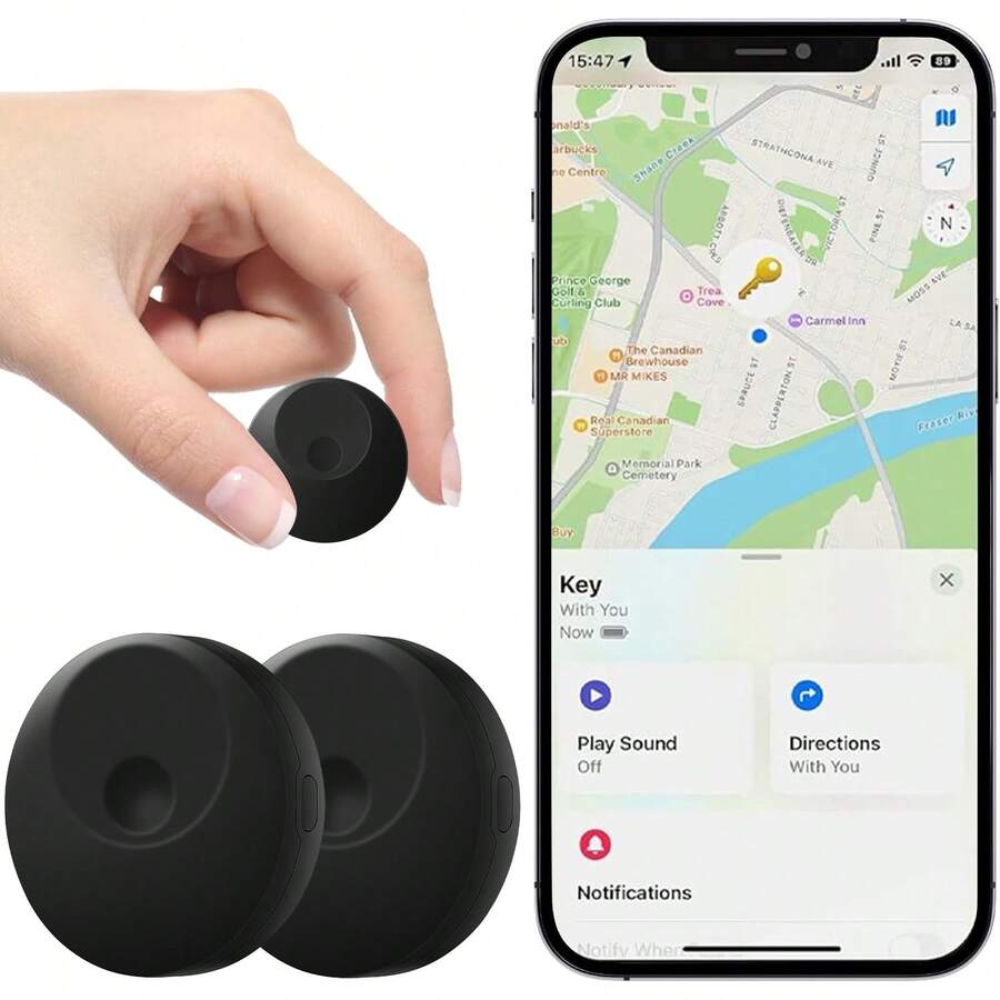 Air Tracker Item Finder And Key Finder, Compatible With IOS, Portable Anti-Lost Tag With Keychain, Suitable For Luggage/Lost Items, Pets, Cats, Dogs, Backpacks, Wallets, Elderly, Keys, Etc., Global Precise GPS Tracking, Compatible With "Find My" App (Not Supported On Android!), Anti-Lost Device, Privacy Protection, Suitable For Rooms, Suitcases, Etc., Great Christmas And Birthday Gift (Black/White) (220mAh Battery)