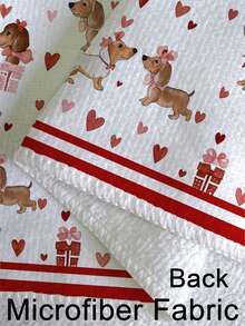 2Pcs Watercolor Gray Checkered Heart Black And White Cute Puppy Gift Box Pattern Farmhouse Farm Decoration Kitchen Towel Dishcloth Holiday Party Supplies Bathroom Hand Towel Suitable For Kitchen, Dining Room, And Dining Table - White - View 8