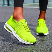 Unisex Air Cushion Running Shoes, Lightweight Breathable Knit Gym Workout Sneakers, Shock-Absorbing & Comfortable, Suitable For Casual Walking And Light Jogging, EU Size 37-47, Black, White, Neon Green, Orange, Sports Design, Durable & Grippy - Multicolor - View 13