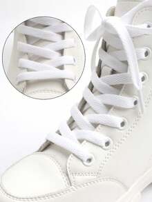 2 pares de cordones planos de poliéster tejido, cordones planos de color blanco para zapatillas, disponibles en múltiples colores para parejas, rojo y azul - 2 pares - Ver 2