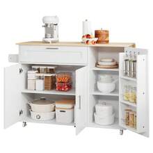 Mobile Storage Islands - White+Natural + MDF + European-1 - View 10