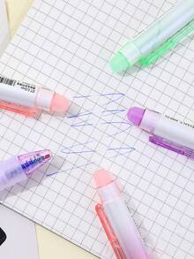 1/6pcs Erasable Gel Pens - Retractable 0.5mm Blue Ink, Aesthetic Pastel Plastic Ballpoint Pens, Healing Erasable Pens, Sky Blue Push-Button Erasable Neutral Pens, Easy To Erase Cleanly Without Trace, Suitable For Office And School - Multicolor - View 5