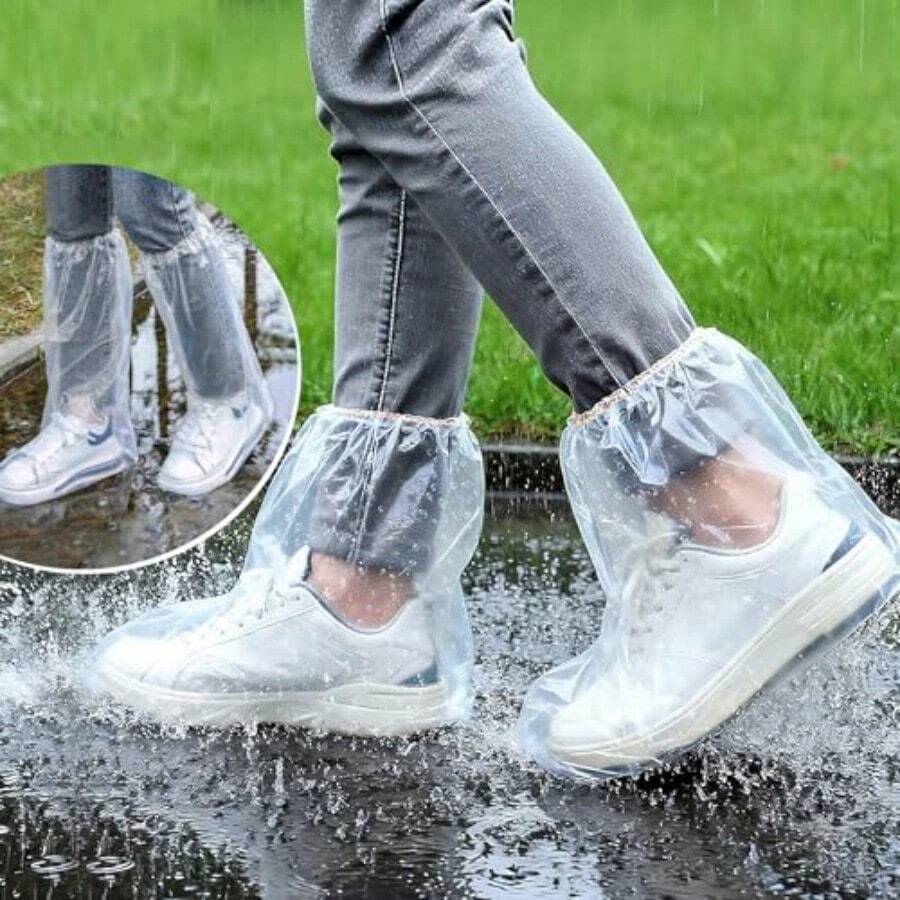 Fundas impermeables para zapatos 12 pares protectores de lluvia desechables antideslizantes para uso en interiores y exteriores - como en la foto - Ver 1