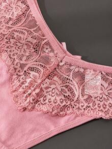 3pcs/Set Romantic Sexy Lace Women's Thong Panties With Bow And Criss-Cross Strap Design - Multicolor - View 4