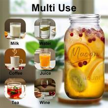 Mason Jar de boca ancha de 64 onzas paquete de 3 tarros grandes de medio galón con tapa hermética tarros de vidrio grandes para conservas decapado fermentación almacenamiento - 64 onzas - Ver 5