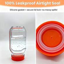 34盎司（1000毫升）侧开式防漏沙拉容器，带调料杯，一体式盖子和瓶身设计，适用于办公室、健身房、野餐（橙色/绿色）