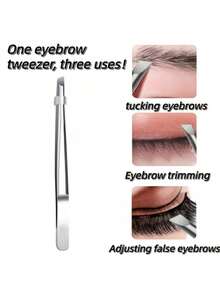 1/2支装高品质不锈钢眉镊，用于去除内生毛发，精密斜口眉镊，面部护理工具