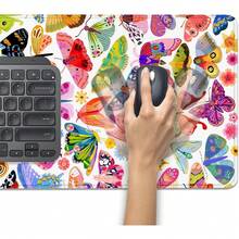 Colorful Butterfly Mouse Pad,Large Extend Mousepad Desk Pad With Stitched Edges,Non-Slip Waterproof Rubber Base Mouse Mat Desk Mat For Office Computer Keyboard Laptop Home 14x24 Inch Multiple Designs Available - 蝴蝶 - 查看 2