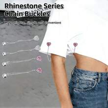 1pc/2pcs Multifunctional Alloy Seamless Magnetic Clip Brooch For Women, Fashionable Minimalist White & Green Floral Butterfly Pattern, Strong Magnetic Adjustable Length, Suitable For Autumn/Winter Clothing To Fix Collar, Shirt Hem, Cuffs, Pant Legs, Seamless Belt Decoration Side Snap Accessory - Multicolor - View 13