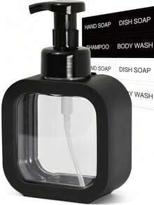 300毫升/500毫升泡沫皂液器，塑料可填充泡沫洗手液泵瓶，适用于浴室和厨房（黑色） - 彩色 - 查看 10