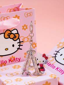 SANRIO Móc khóa túi xách hình Hello Kitty dễ thương bằng acrylic xuyên biên giới, gồm 26 chữ cái tiếng Anh, đang thịnh hành. - Nhiều màu - Xem 22