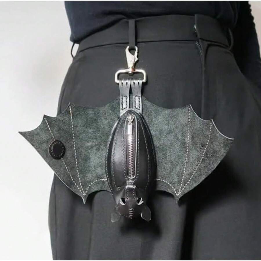 1PC New Fashion Leather Bat - Shaped Coin Purse Men Women  Gothic Punk Style Daily Party Accessory - Genuine Leather Magnetic - View 1