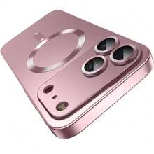 奢华电镀磁吸磨砂手机壳，兼容 17/16/15/14/13/12 Pro Max/16 Plus/17 Air，以及Galaxy S26/S25/24/23/22 Ulta Plus/A14/A15/A16/A17/A34/A54/A55/A56/A37/A57，防震软壳 - 玫瑰金 - 查看 1