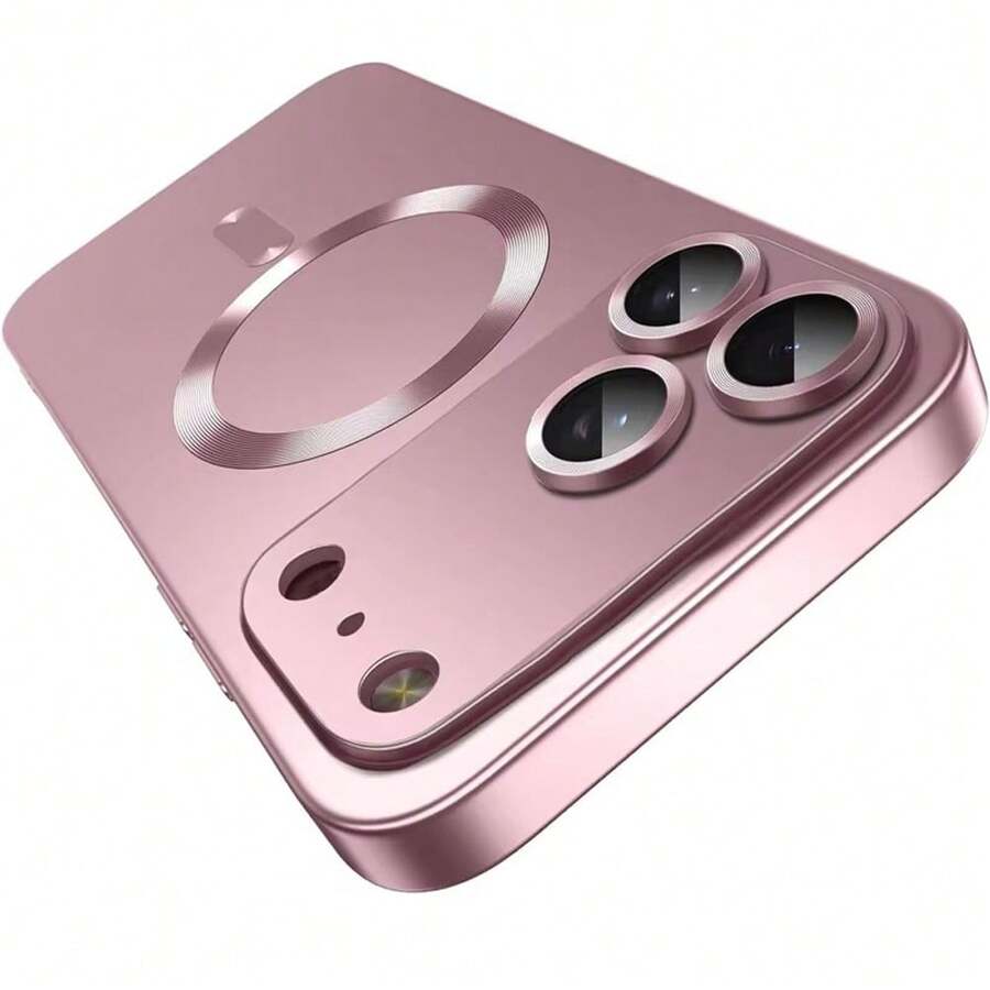 奢华电镀磁吸磨砂手机壳,兼容 17/16/15/14/13/12 Pro Max/16 Plus/17 Air,以及Galaxy S26/S25/24/23/22 Ulta Plus/A14/A15/A16/A17/A34/A54/A55/A56/A37/A57,防震软壳 - 玫瑰金 - 查看 1