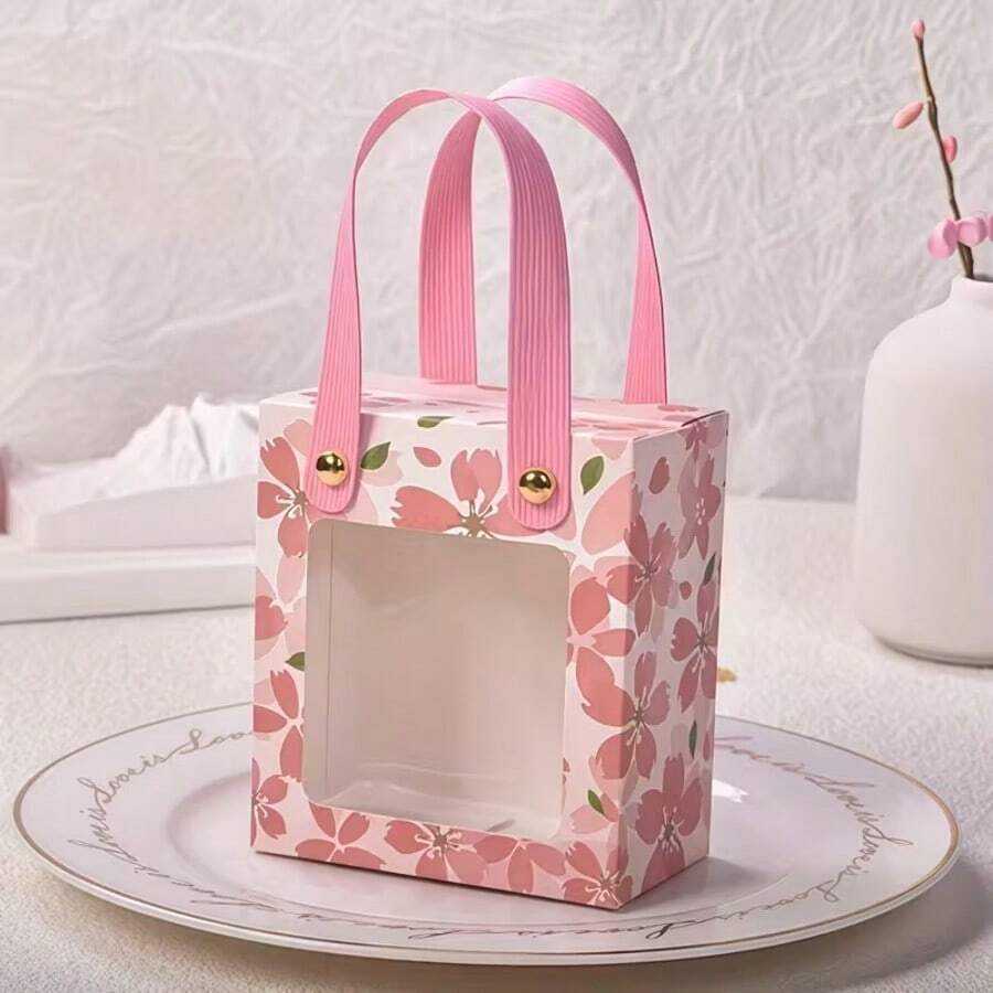 30pcs/10pcs/5pcs Premium Gold Foil Sakura Pattern Gift Boxes - Gift Boxes With Display Window - Candy Gift Boxes, Suitable For Birthday Parties, Weddings, Celebrations, Valentine's Day, Team Building And Other Party Favors