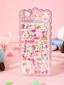 内含1张随机可爱小猫贴纸，3D立体泡泡贴纸，适合儿童和女孩。 - 彩色 - 查看 5