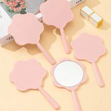 5pcs Cute Flower Handheld Mirrors, With Floral Handle And Surface - Portable Mini Makeup Mirror, Suitable For Students - Pink, Light Blue, Light Purple, Black, White - Travel-Friendly Compact Mirror, Ideal For On-The-Go,Giveaways,Travel,Cheap Stuff,Travel Essential - Multicolor - View 16